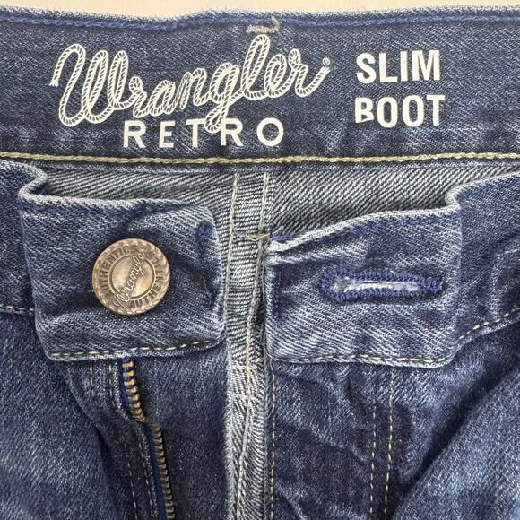 Wrangler Retro Jeans Mens 36x32 Slim Boot Cut Denim Cowboy Western Rodeo Casual - Picture 7 of 8